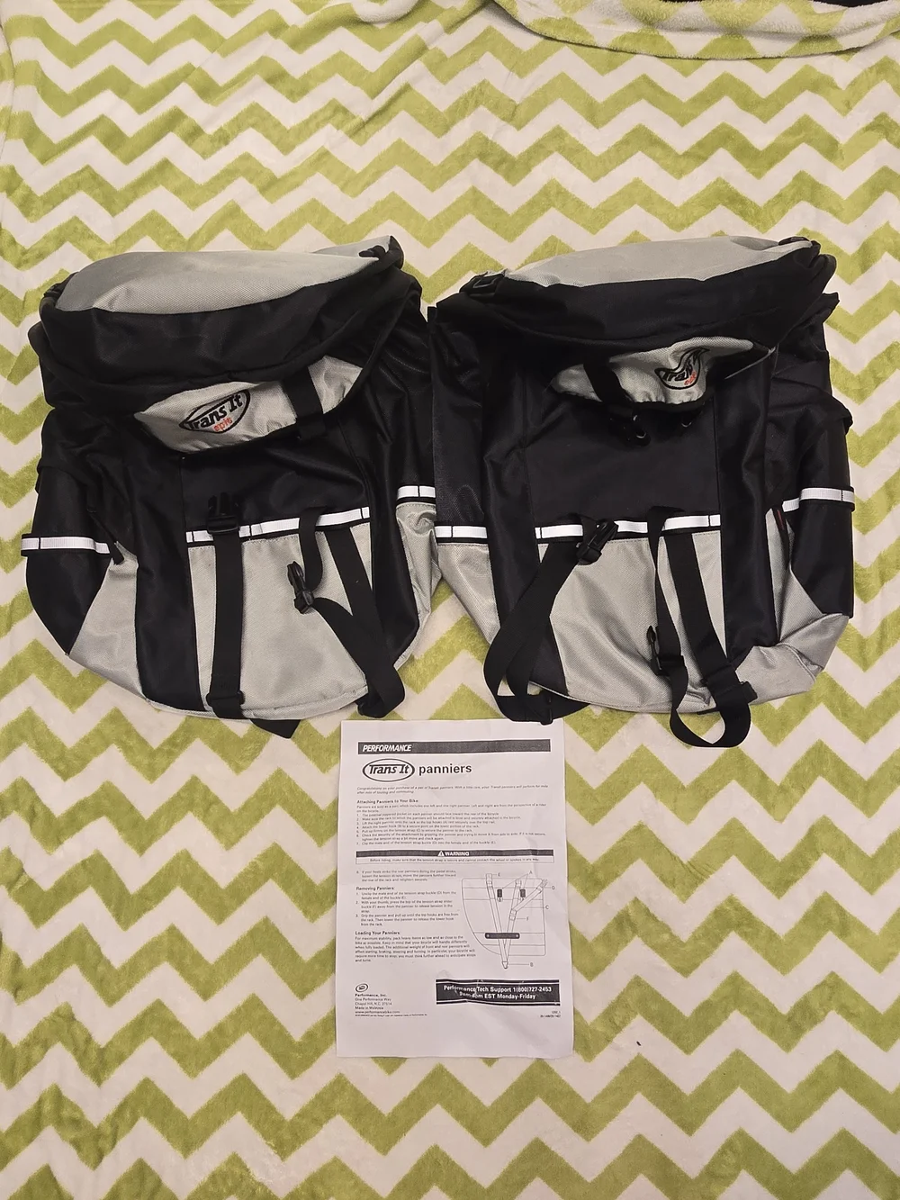 Pair of Black and Light Gray Bike Trans It Epic Pannier Bags New